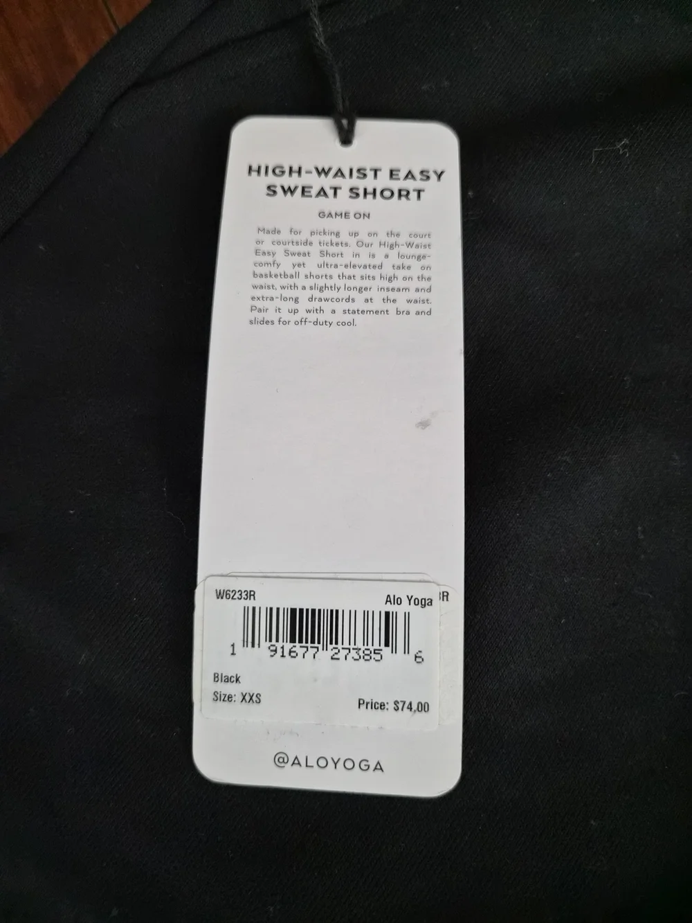 NWT Alo Yoga High-Waist Easy Sweat Short Black XS